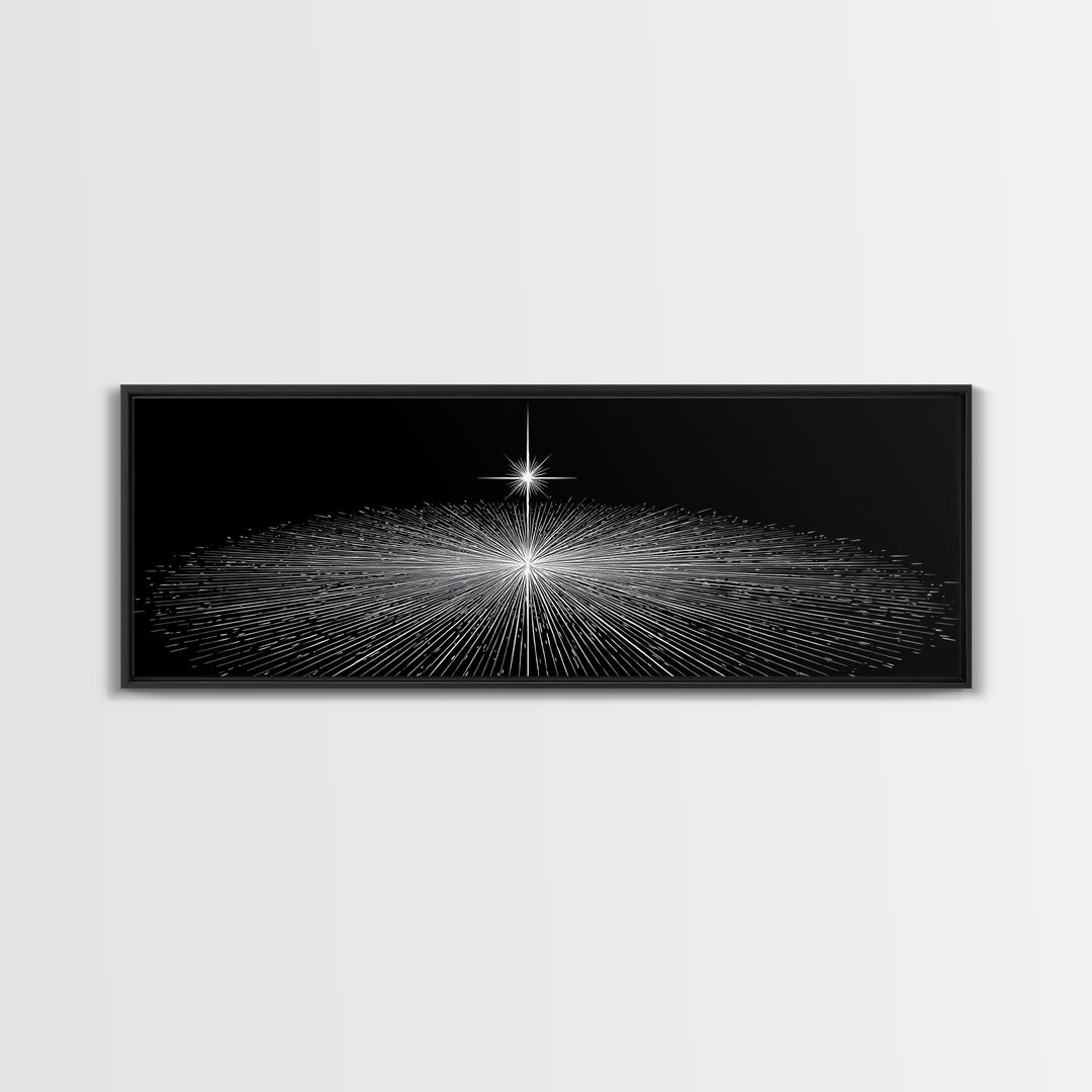 Black And White Radiant Grid Horizon Canvas Print, Minimalist Wall Art, Op Art Poster, Modern Geometric Office Decor Gift