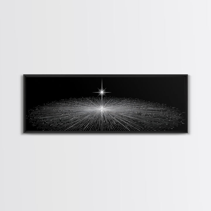 Black And White Radiant Grid Horizon Canvas Print, Minimalist Wall Art, Op Art Poster, Modern Geometric Office Decor Gift