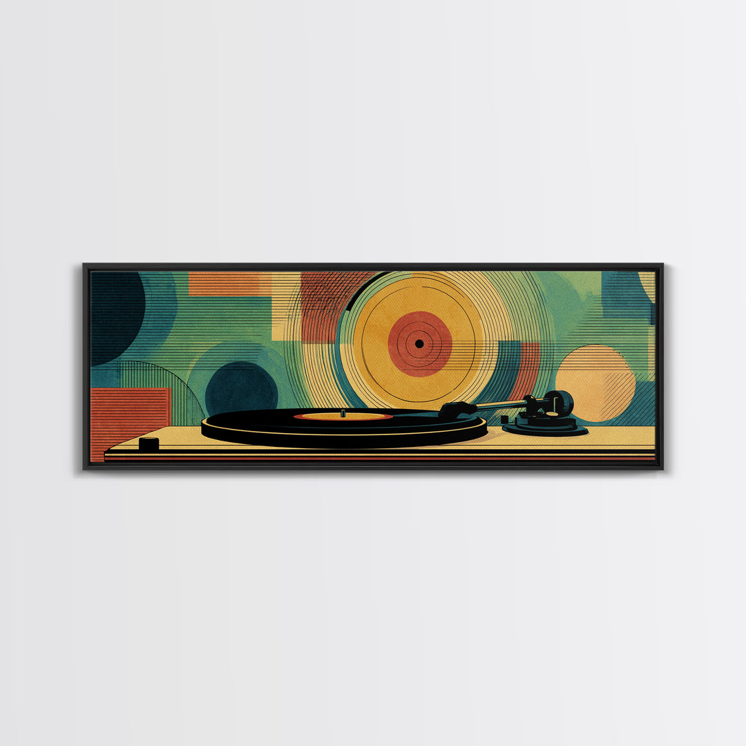 Midcentury Turntable Music Wall Art, Retro Vinyl Record Poster, Modern Art Print, Atomic MCM Decor For Living Room Decor Gift