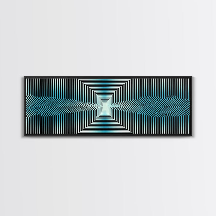 Optical Illusion Line Wall Art, Op Art Geometric Print, Modern Abstract Art, Blue Black Minimalist Decor For Office Gift