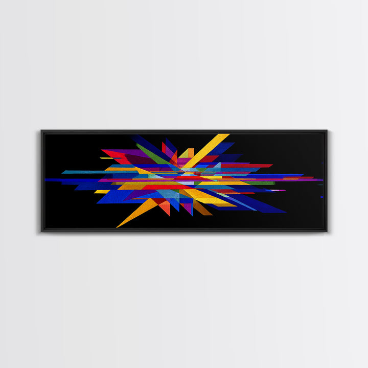 Black Geometric Shard Canvas Print, Colorful Abstract Poster, Midcentury Modern Wall Art, Bauhaus MCM Modern Home Office Decor