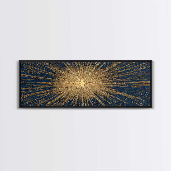 Golden Sunburst Energy Field Canvas Print, Mid Century Modern Abstract Wall Art, Cosmic Retro Decor For Living Room Or Office