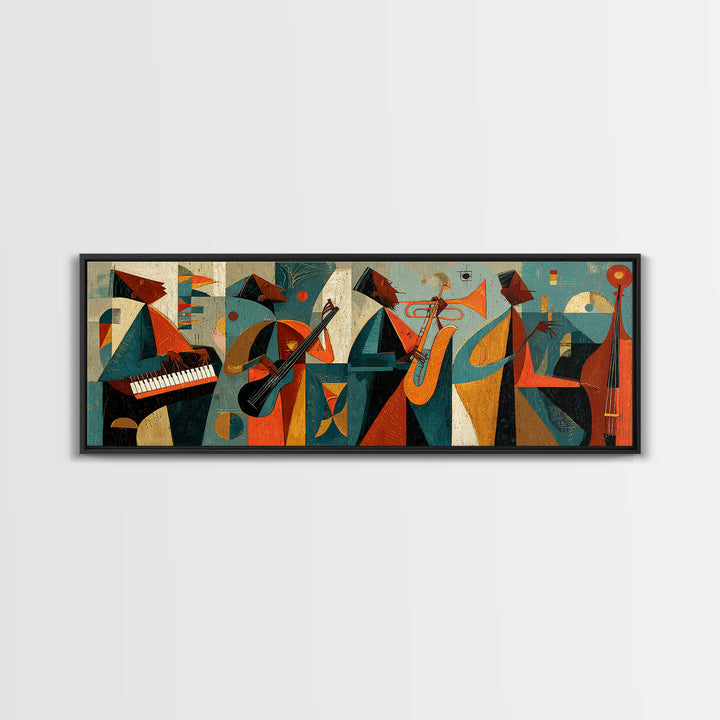 Colorful Midcentury Jazz Band Canvas Print, Retro Wall Art, Atomic Music Poster, Modern MCM Gallery Wall Living Room Decor