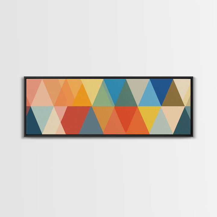 Bold Colorful Triangle Pattern Canvas Print, Midcentury Modern Wall Art, Geometric Poster, Retro Home Decor, Bauhaus Art