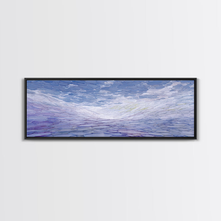 Icy Blue Reflective Ripple Landscape Canvas Print, Modern Abstract Art, Blue Wall Art, Scandinavian Modern, Home Office Decor