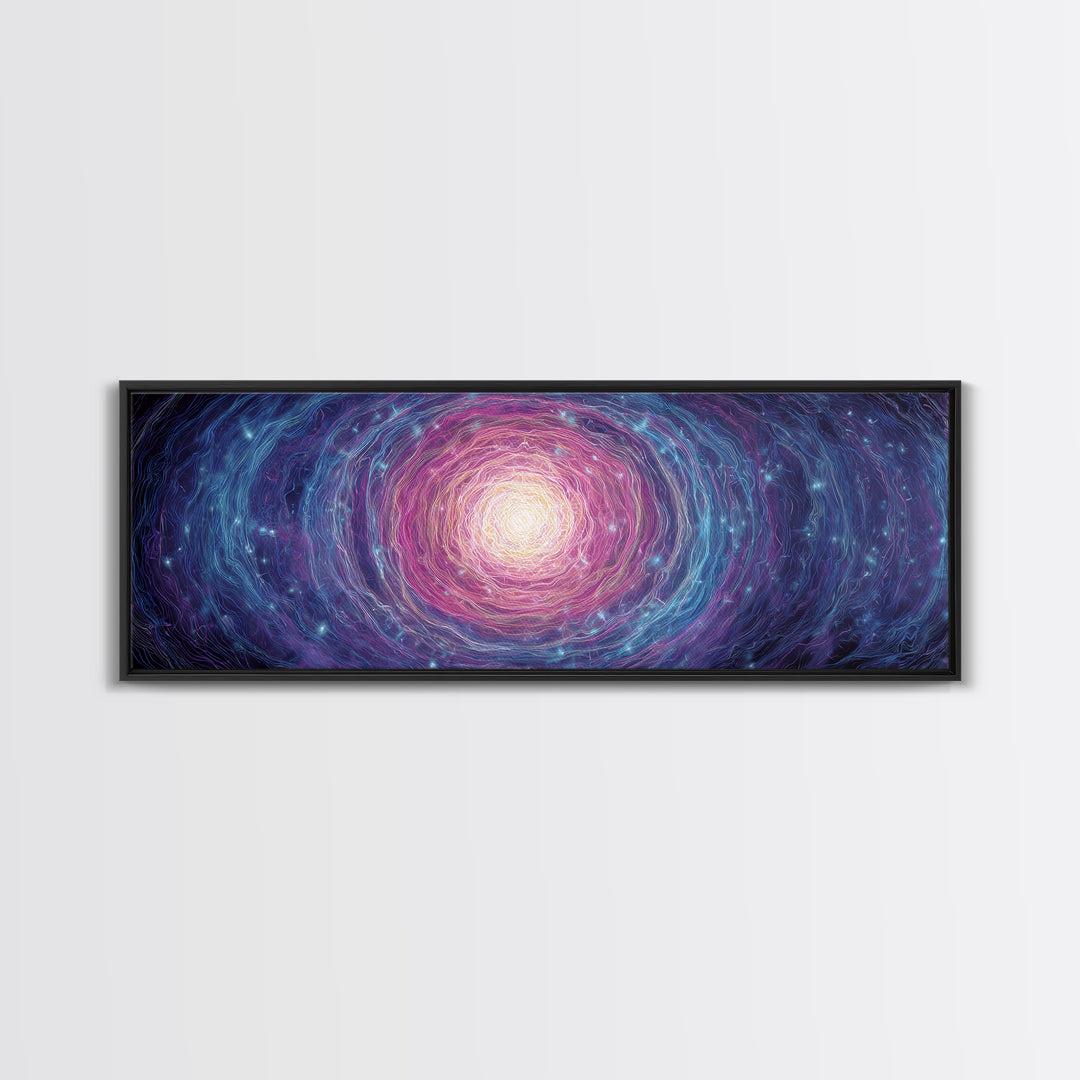 Purple Blue Spiral Galaxy Wall Art, Cosmic Abstract Canvas Print, Modern Digital Art, Space Poster For Living Room Decor