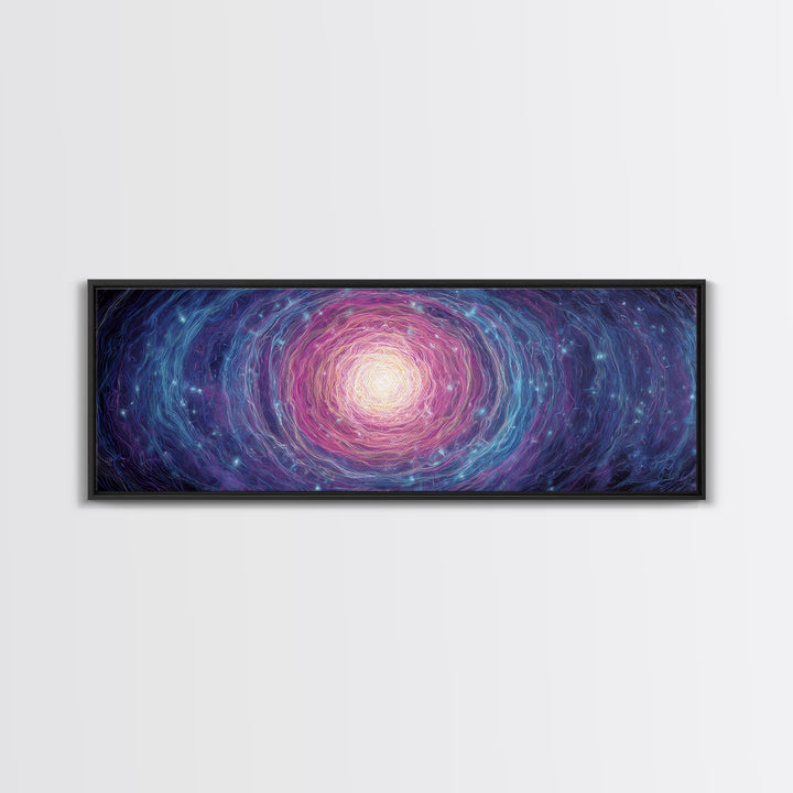 Purple Blue Spiral Galaxy Wall Art, Cosmic Abstract Canvas Print, Modern Digital Art, Space Poster For Living Room Decor