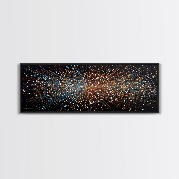 Orange Blue Particle Burst Wall Art, Abstract Modern Canvas Print, Kinetic Energy Poster, Bold Geometric Home Office Decor
