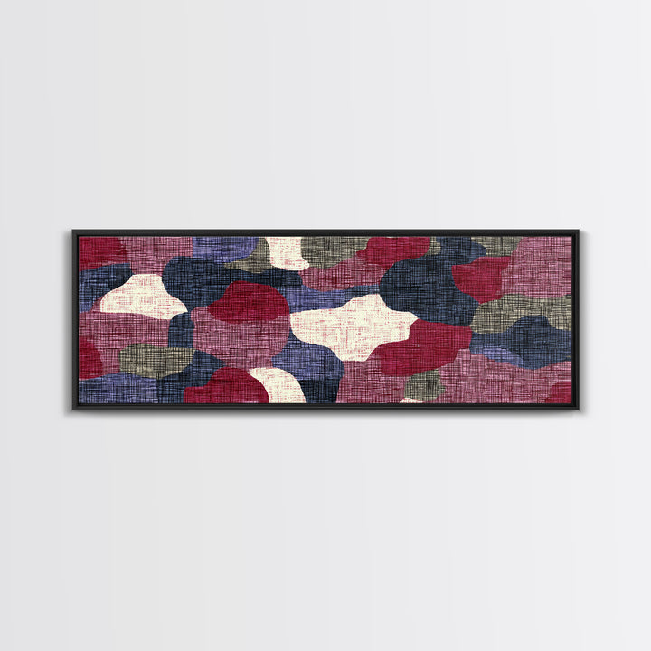 Rose Navy Woven Abstract Wall Art, Midcentury Modern Decor, Organic Pattern Print For Bedroom, Office, And Living Room Decor