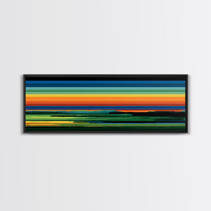 Vivid Orange Sunset Horizon Canvas Print, Midcentury Modern Wall Decor, Retro Landscape Art For Living Room, Bold MCM Home Decor