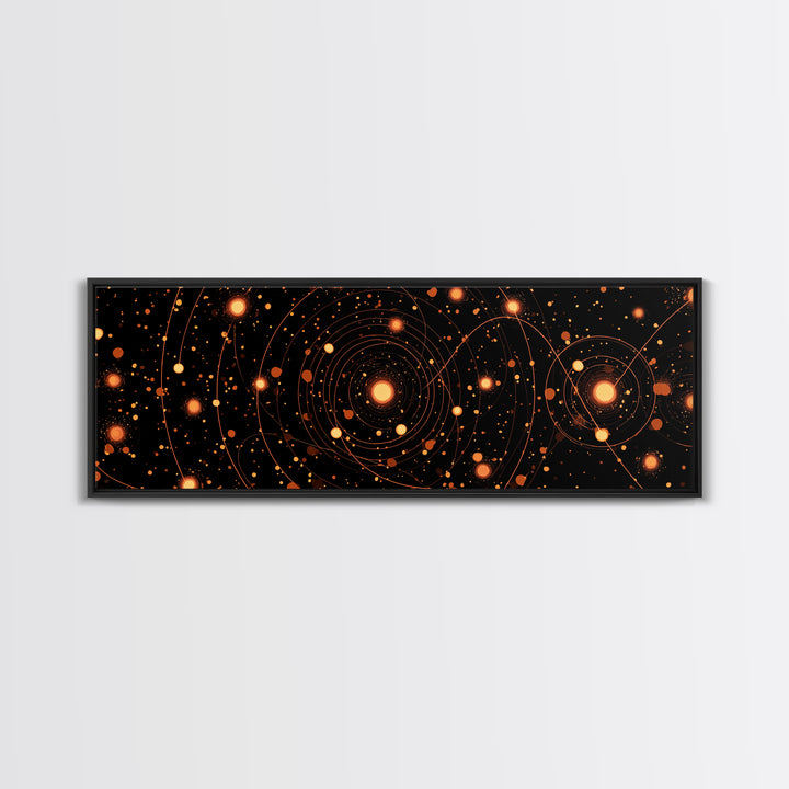 Orange Atomic Orbit Galaxy Wall Art, Mid Century Modern Abstract Science Poster, Retro Space Decor, Cosmic Home Art Print