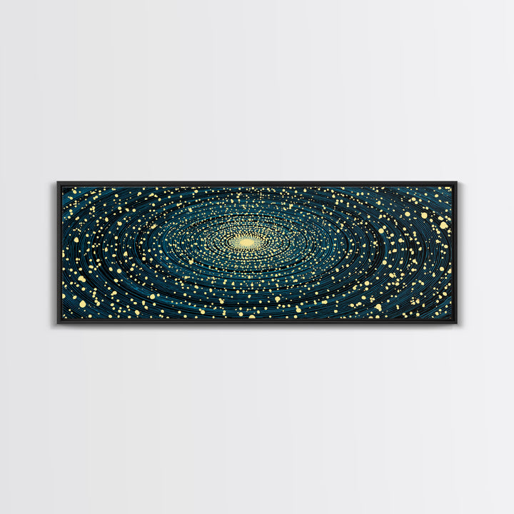 Gold And Teal Spiral Galaxy Wall Art, Modern Abstract Art Print, Cosmic Space Poster, Geometric Office Decor, Large Canvas Print