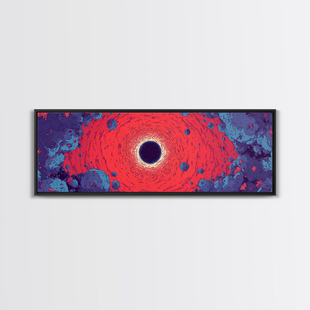 Vivid Red Black Hole Wall Art, Psychedelic Space Abstract Print, Cosmic Retro Poster, Modern Sci Fi Decor For Living Room
