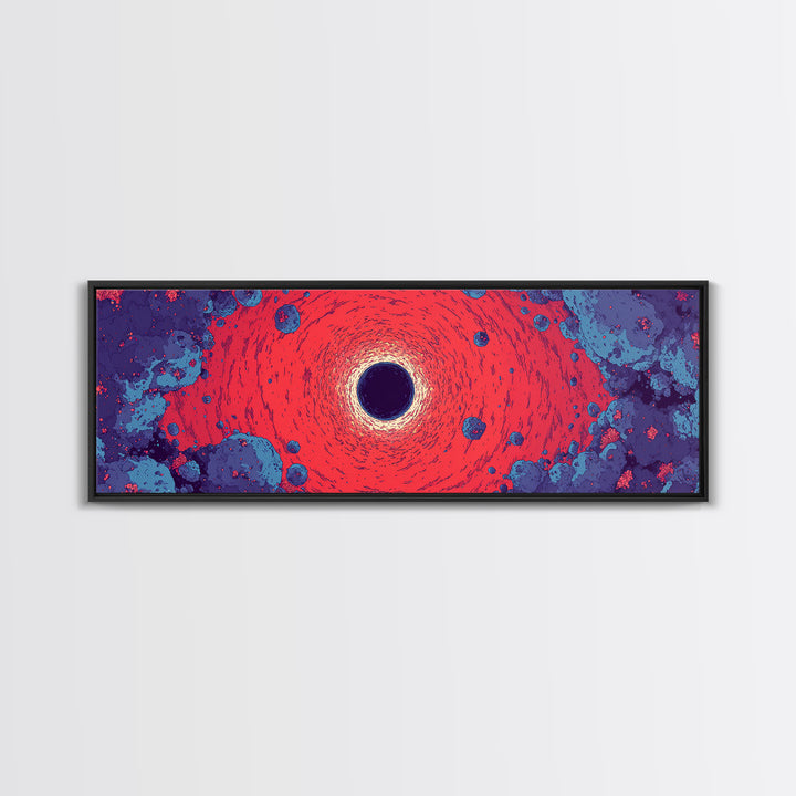 Vivid Red Black Hole Wall Art, Psychedelic Space Abstract Print, Cosmic Retro Poster, Modern Sci Fi Decor For Living Room