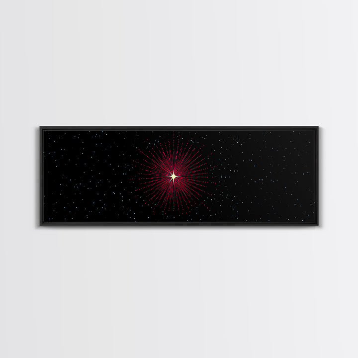 Minimal Red Starburst Wall Art, Sci Fi Space Abstract Print, Modern Cosmic Poster, Dark Galaxy Decor, Retro Home Accent Print