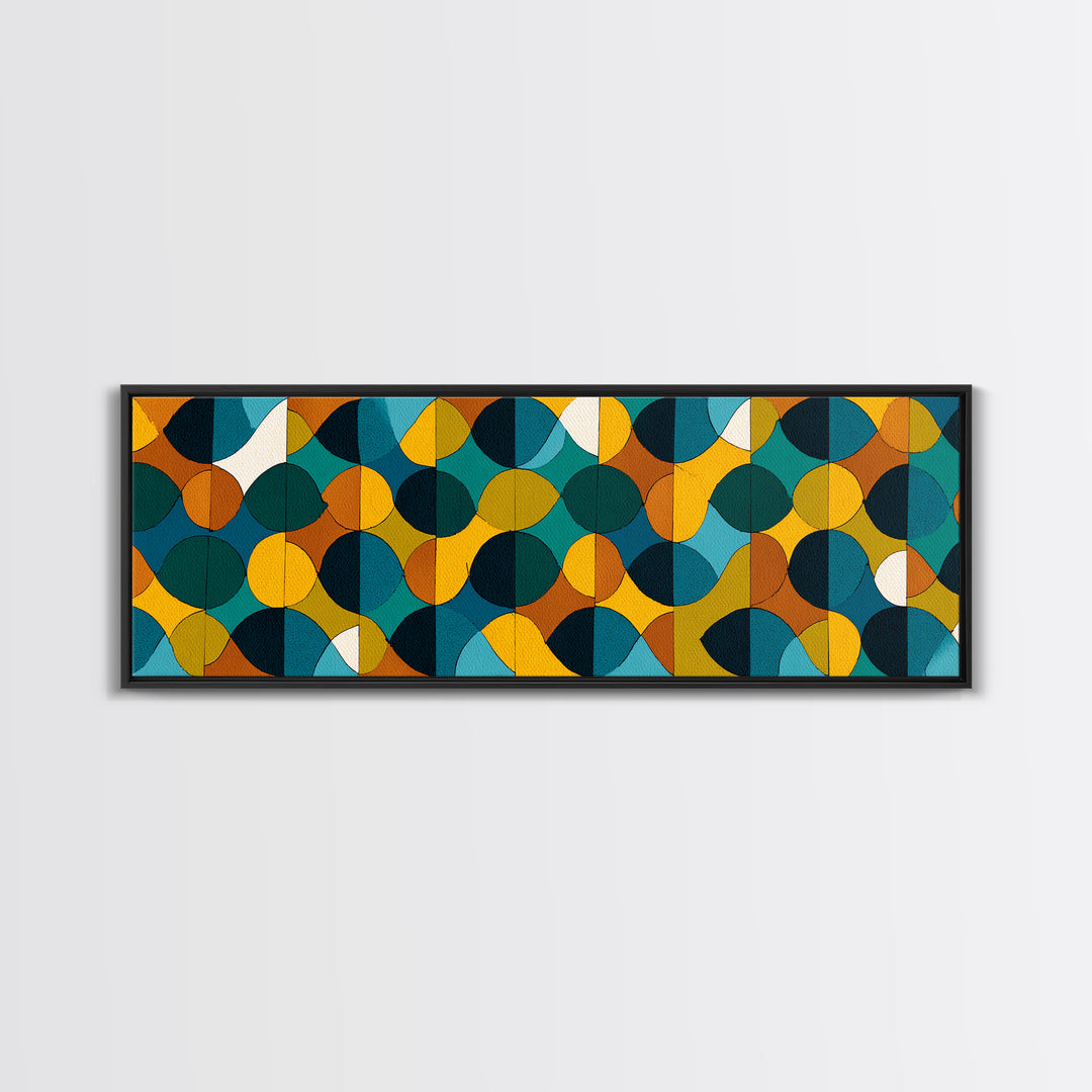 Teal Mustard Orange Geometric Circles Wall Art, Mid Century Modern Abstract Print, Retro MCM Decor, Bauhaus Poster, Living Room Decor