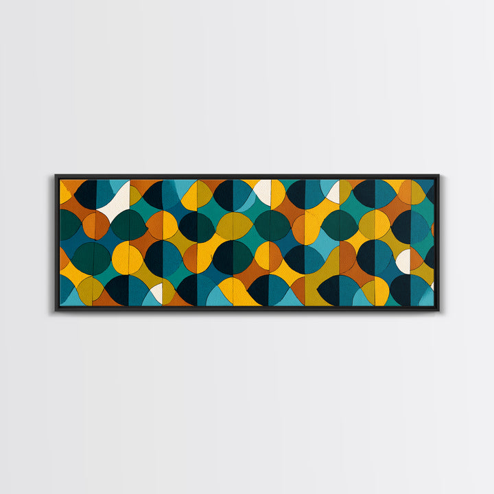Teal Mustard Orange Geometric Circles Wall Art, Mid Century Modern Abstract Print, Retro MCM Decor, Bauhaus Poster, Living Room Decor