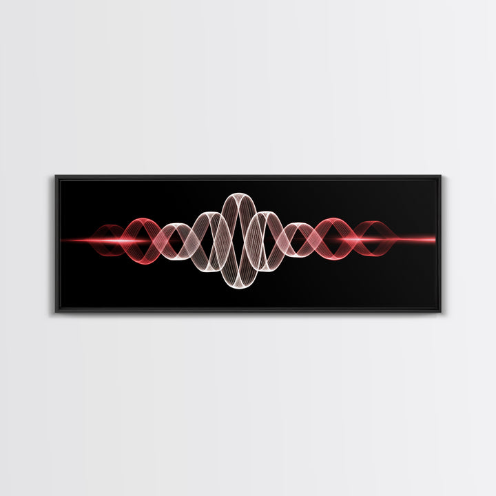 Red White Sine Wave Canvas Print, Minimalist Modern Abstract Art, Audio Waveform Wall Art, Music Studio Decor For Bedroom