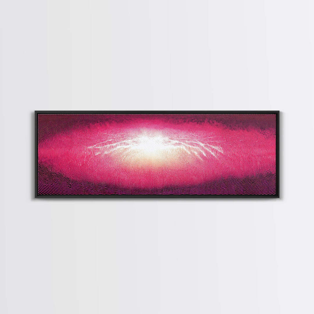 Pink Radiant Wave Field Canvas Print, Bright Abstract Wall Art, Modern Digital Art Poster, Girly Maximalist Bedroom Decor