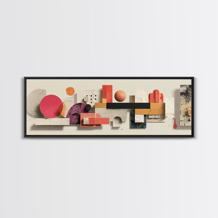 Minimal Geometric Still Life Wall Art, Panoramic Abstract Shapes Poster, Midcentury Modern Art Print, Neutral Home Decor Gift