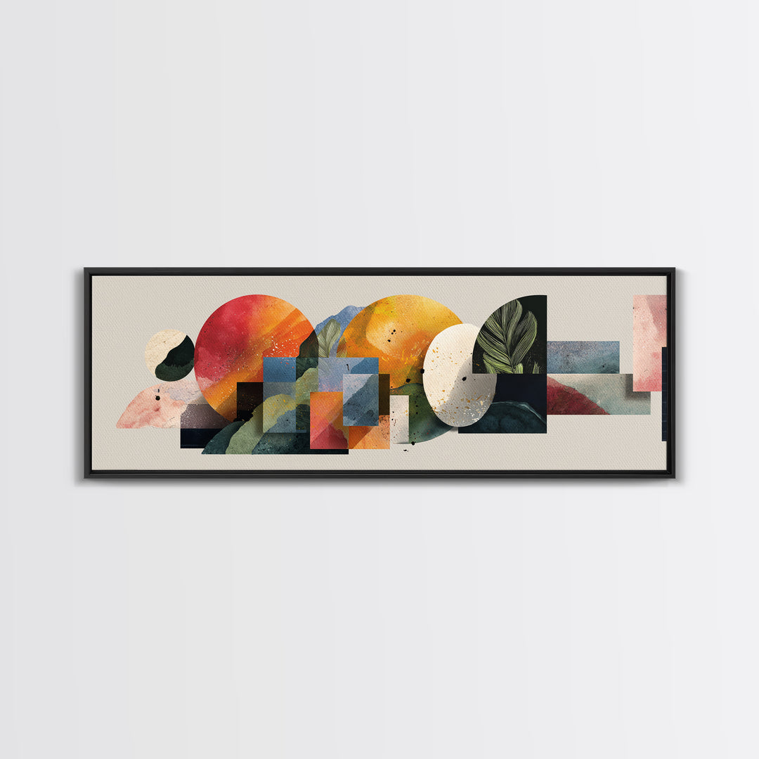 Warm Circle Arch Botanical Canvas Print, Midcentury Modern Wall Decor, Abstract MCM Artwork, Neutral Living Room Art Print