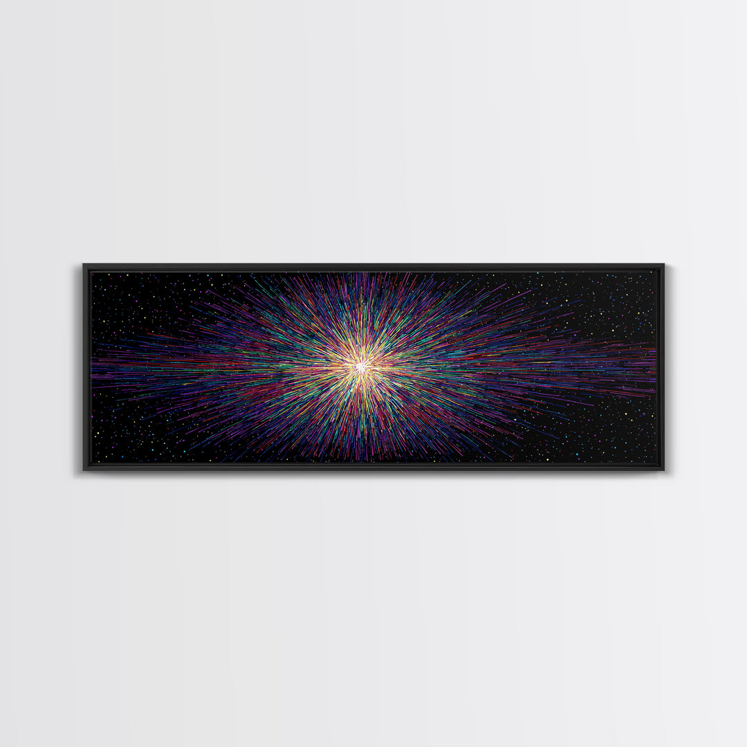 Rainbow Particle Starburst Wall Art, Bright Abstract Art, Modern Digital Art Print, Colorful Poster, Retro Sci Fi Space Decor