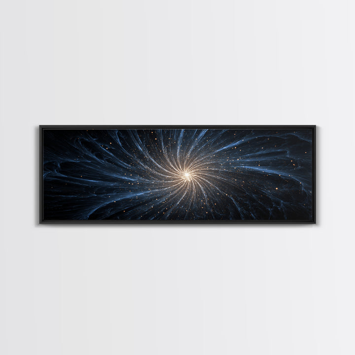 Blue White Spiral Galaxy Canvas Print, Cosmic Modern Wall Art, Space Abstract Art, Starry Night Decor, Large Sci Fi Poster