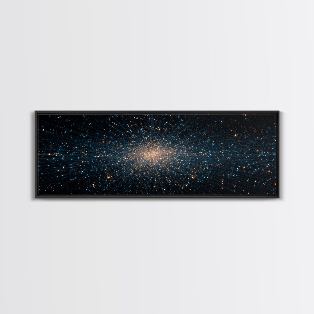 Blue Gold Star Particle Cloud Canvas Print, Modern Abstract Art Print, Cosmic Wall Art, Space Abstract Decor, Office Poster