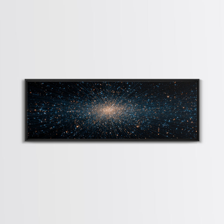 Blue Gold Star Particle Cloud Canvas Print, Modern Abstract Art Print, Cosmic Wall Art, Space Abstract Decor, Office Poster