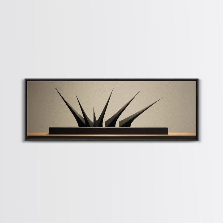 Black Angular Modern Sculpture Canvas Print, Minimalist Geometric Wall Art, Masculine Office Decor, Contemporary Art Print