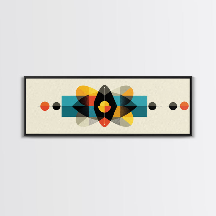 Bold Geometric Atom Abstract Canvas Print, Mid Century Modern Wall Decor, Bauhaus Poster, Atomic Art, Colorblock Art Print