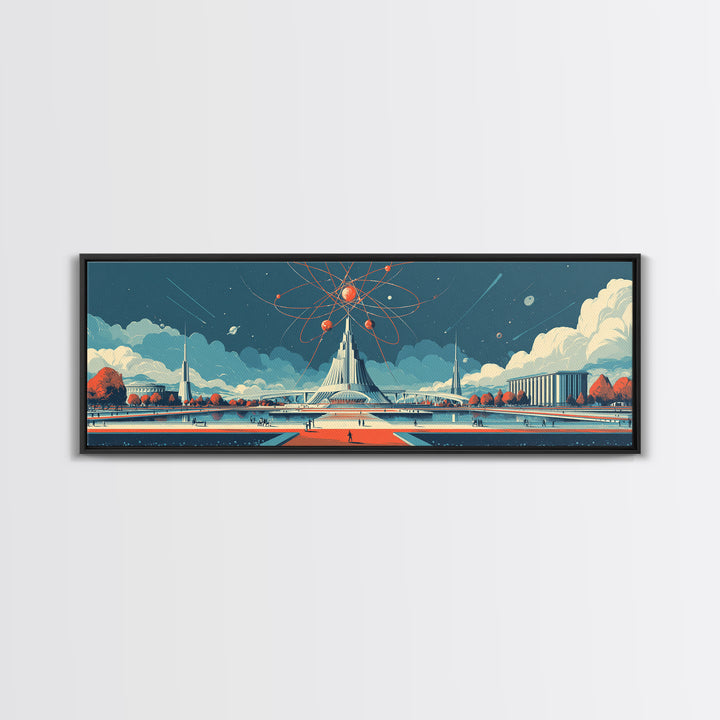 Atomic Expo Pavilion Wall Art, Midcentury Modern Art Print, Retro Futurist Architecture Poster, Space Age Office Decor Gift