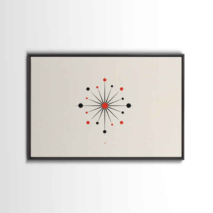 Red Black Atomic Starburst Wall Art, Midcentury Modern Art Print, Minimalist Geometric Poster, Retro MCM Wall Decor, Atomic Ranch Home Decor