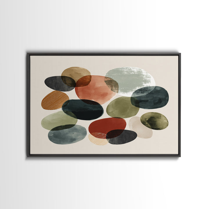 Overlapping Muted Oval Shapes Canvas Print, Midcentury Modern Art, Abstract Wall Decor, Bauhaus Poster, MCM Home Decor Print