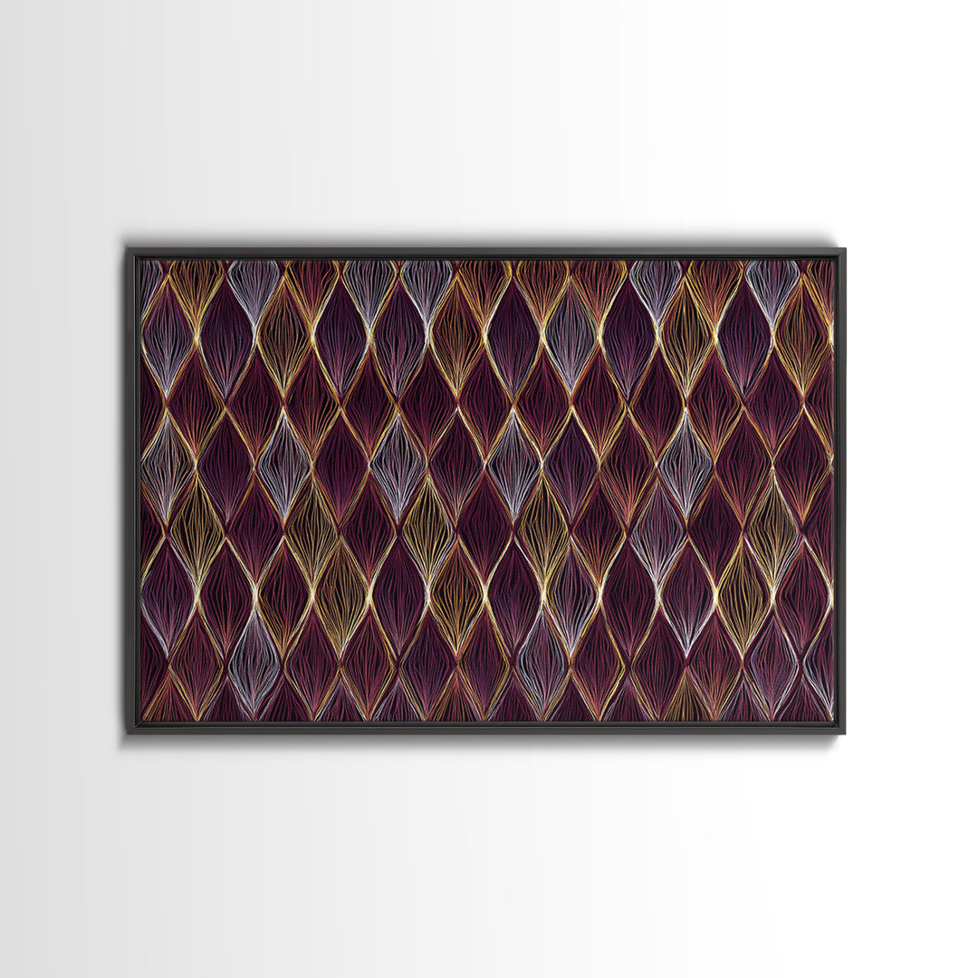 Purple Gold Diamond Pattern Wall Art, Retro Geometric Print, Art Deco Decor, Maximalist Textile Poster, MCM Home Accent Gift