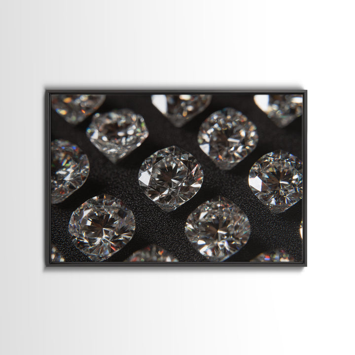 Sparkling Round Diamond Macro Wall Art, Glam Black White Photo Print, Luxury Modern Decor, Statement Jewelry Poster Gift