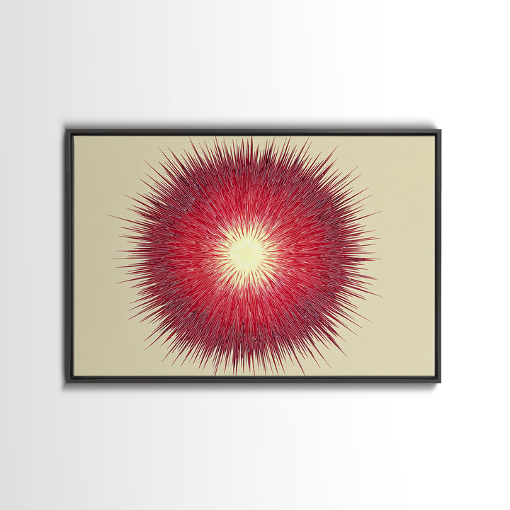 Red Radial Sunburst Wall Art, Midcentury Modern Art Print, Atomic Geometric Decor, Retro MCM Living Room Home Decor Poster