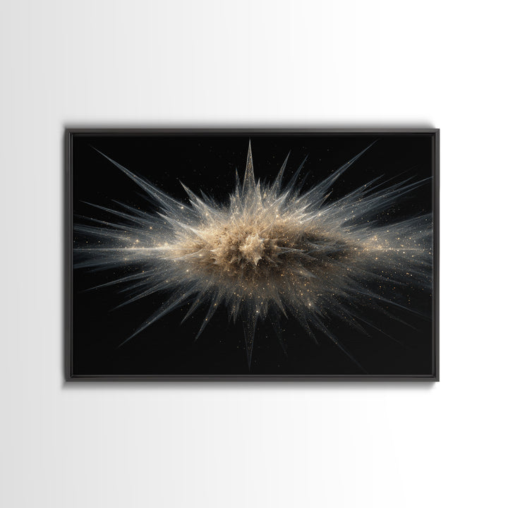 Gold Cosmic Explosion Canvas Print, Modern Abstract Art, Space Abstract Wall Decor, Black Galaxy Poster For Home Office Decor
