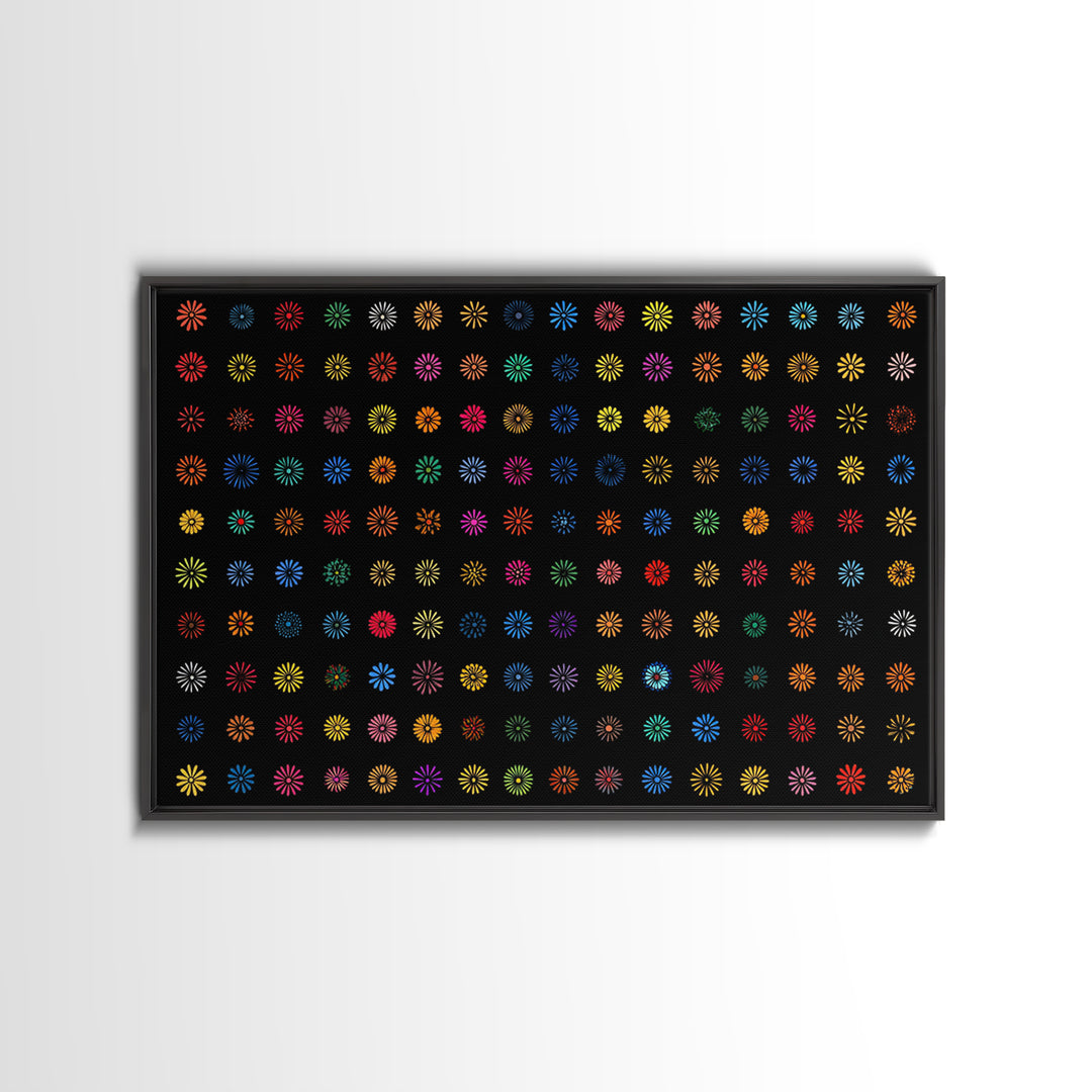 Colorful Atomic Starburst Grid Wall Art, Midcentury Modern Print, Retro Pattern Poster, Groovy MCM Home Decor Canvas Print