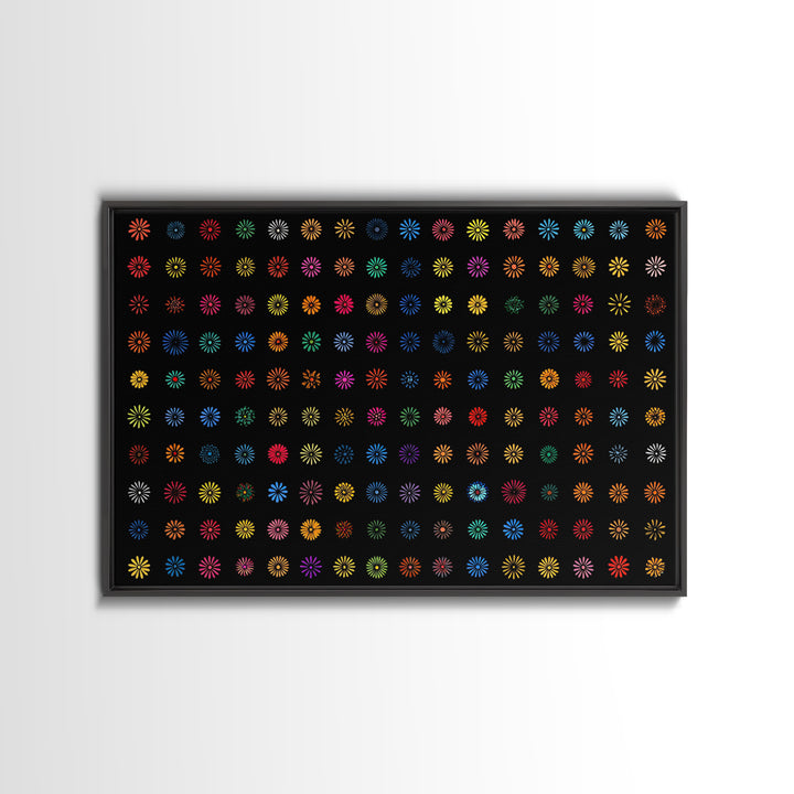 Colorful Atomic Starburst Grid Wall Art, Midcentury Modern Print, Retro Pattern Poster, Groovy MCM Home Decor Canvas Print