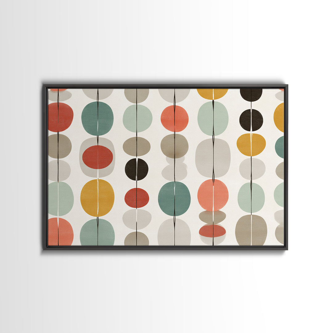 Pastel Circle Garland Pattern Canvas Print, Midcentury Modern Art, Geometric Wall Art, MCM Wall Decor, Retro Home Decor Print