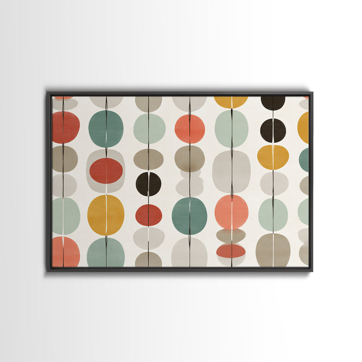Pastel Circle Garland Pattern Canvas Print, Midcentury Modern Art, Geometric Wall Art, MCM Wall Decor, Retro Home Decor Print