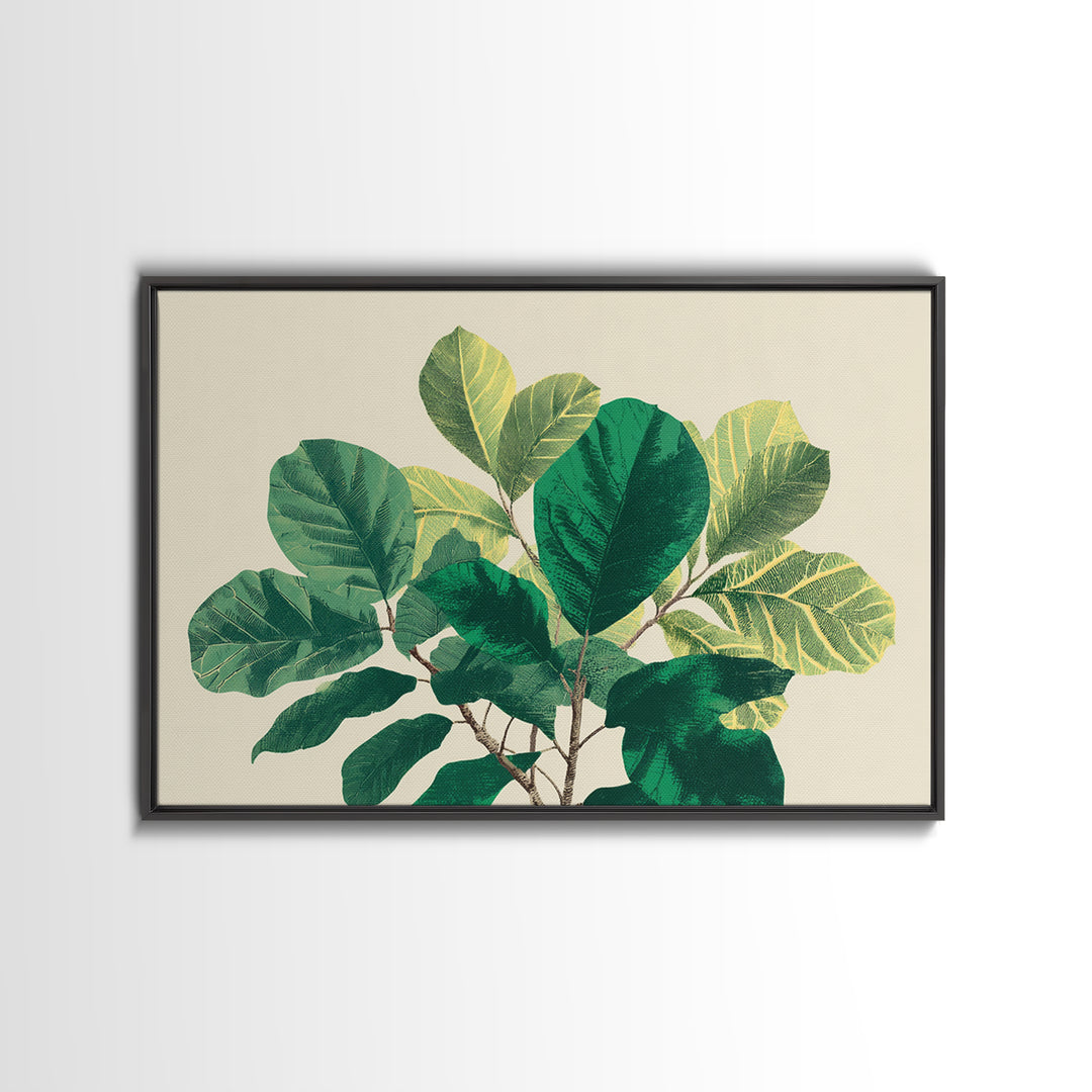 Lush Green Fiddle Leaf Fig Wall Art, Botanical Midcentury Modern Decor, Nature Canvas Print For Living Room Or Office Decor