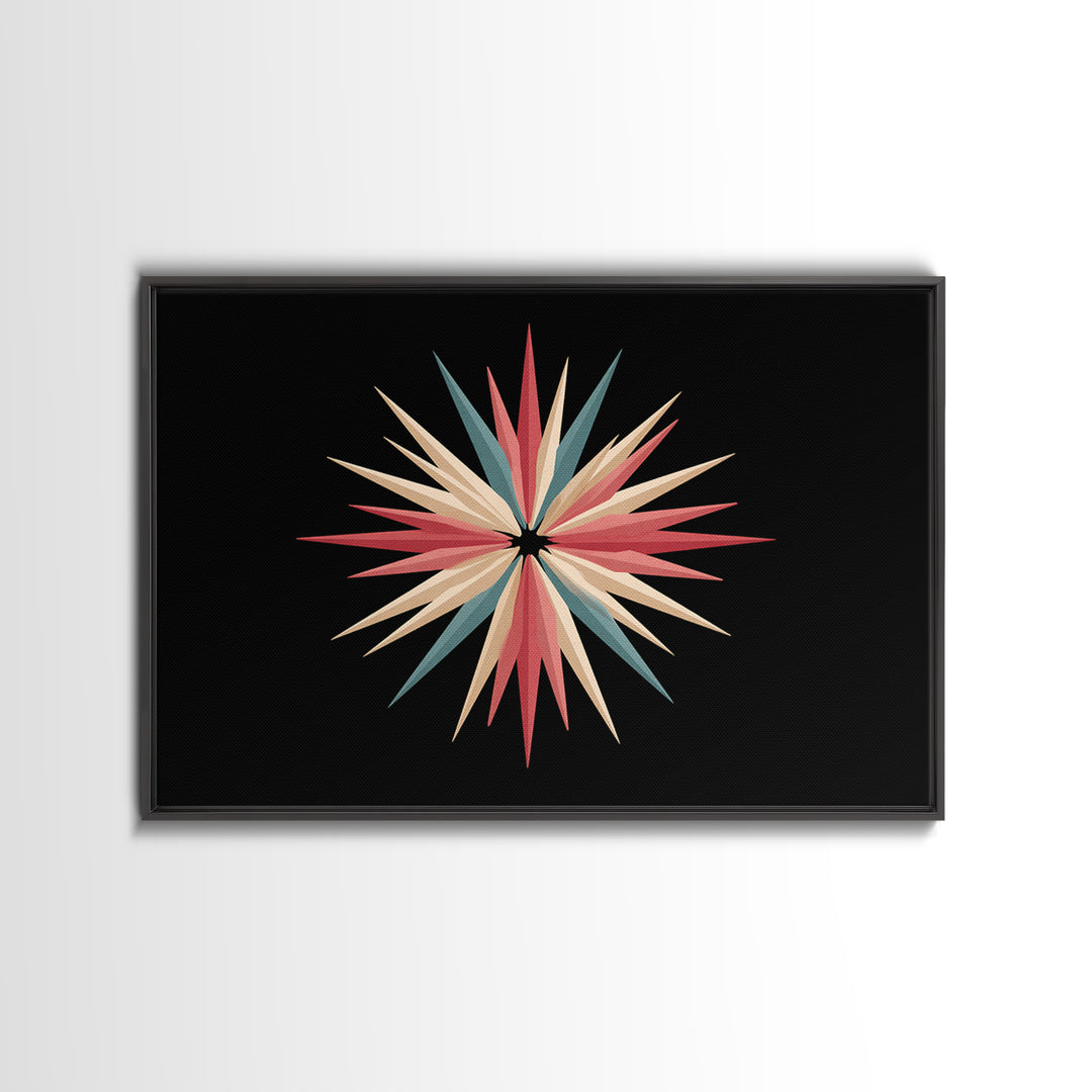 Atomic Starburst Abstract Wall Art, Mid Century Modern Print, Retro Geometric Poster, MCM Wall Decor, Colorful Canvas Style