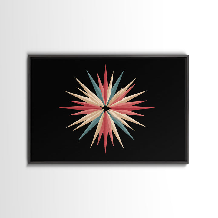 Atomic Starburst Abstract Wall Art, Mid Century Modern Print, Retro Geometric Poster, MCM Wall Decor, Colorful Canvas Style