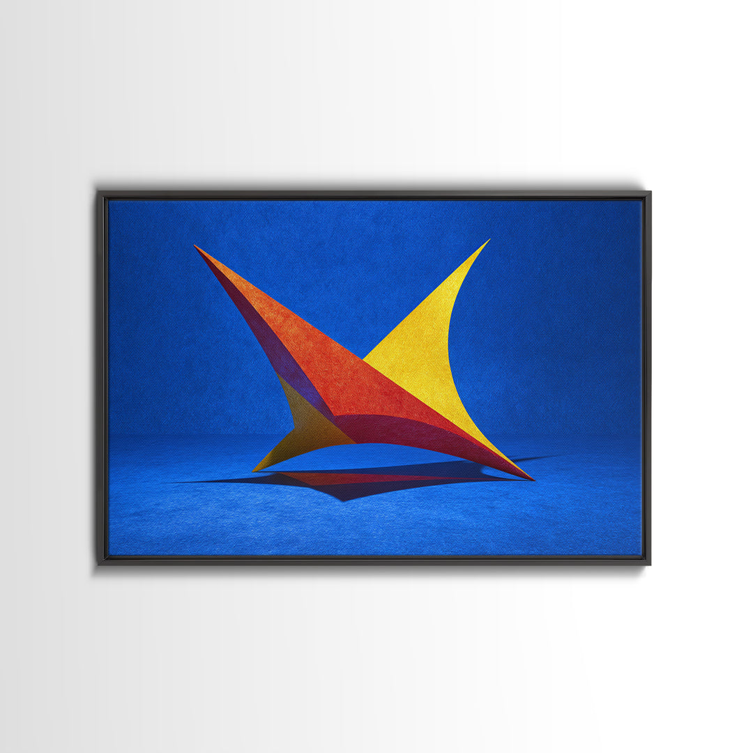 Minimal Kinetic Sculpture Canvas Print, Blue Modern Abstract Art, Midcentury Modern Wall Art, Bold Geometric Home Decor Print
