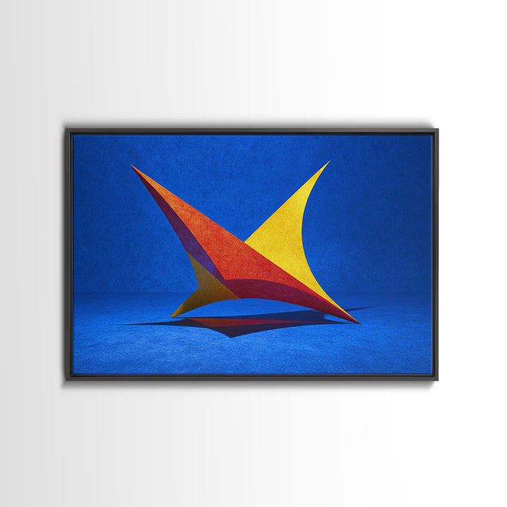 Minimal Kinetic Sculpture Canvas Print, Blue Modern Abstract Art, Midcentury Modern Wall Art, Bold Geometric Home Decor Print