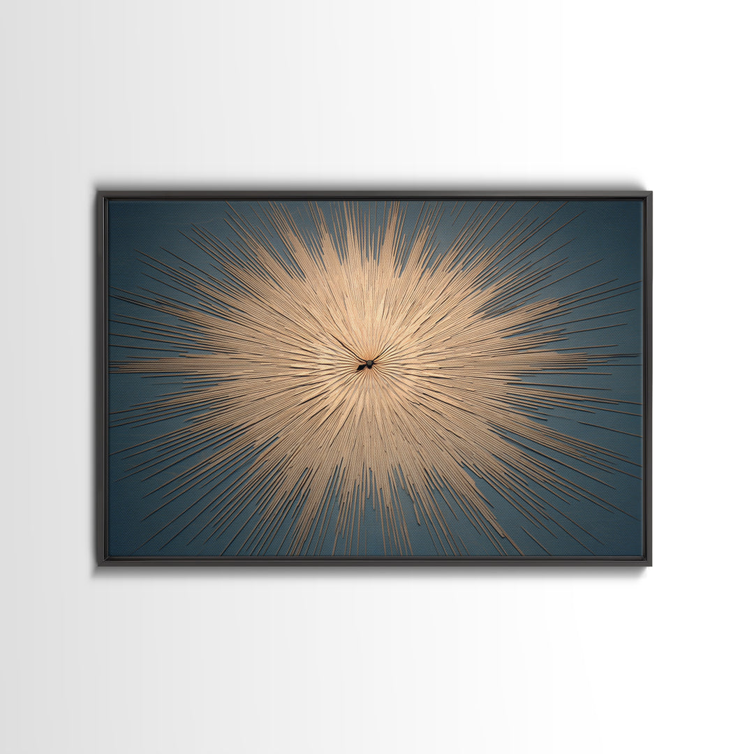 Gold Atomic Sunburst Clock On Teal Wall Art, Mid Century Modern Decor, Retro Modern Poster, MCM Living Room Art Print, Home Decor
