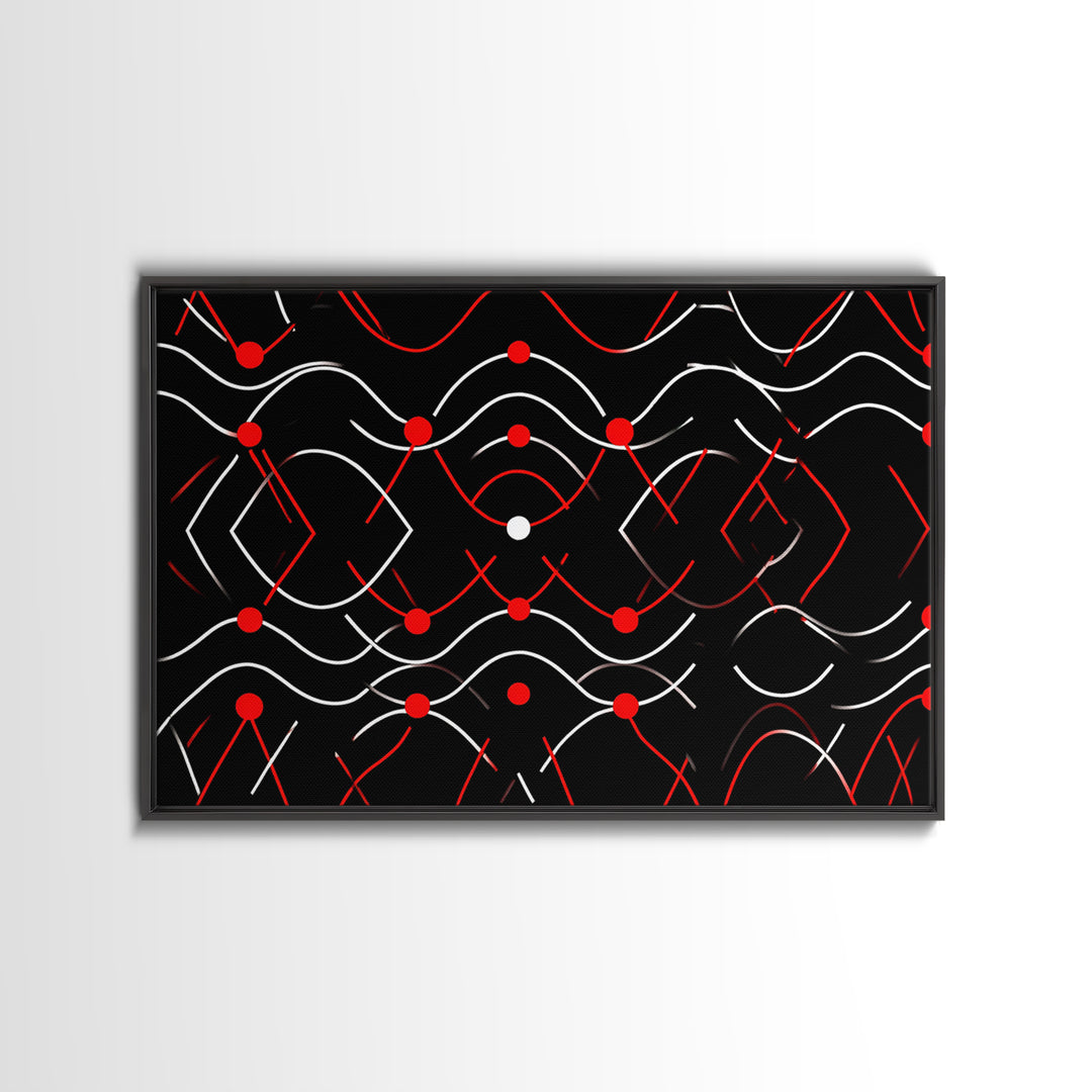 Black Red White Geometric Line Abstract Wall Art, Midcentury Modern Art Print, Bauhaus MCM Decor, Bold Retro Poster, Home Decor
