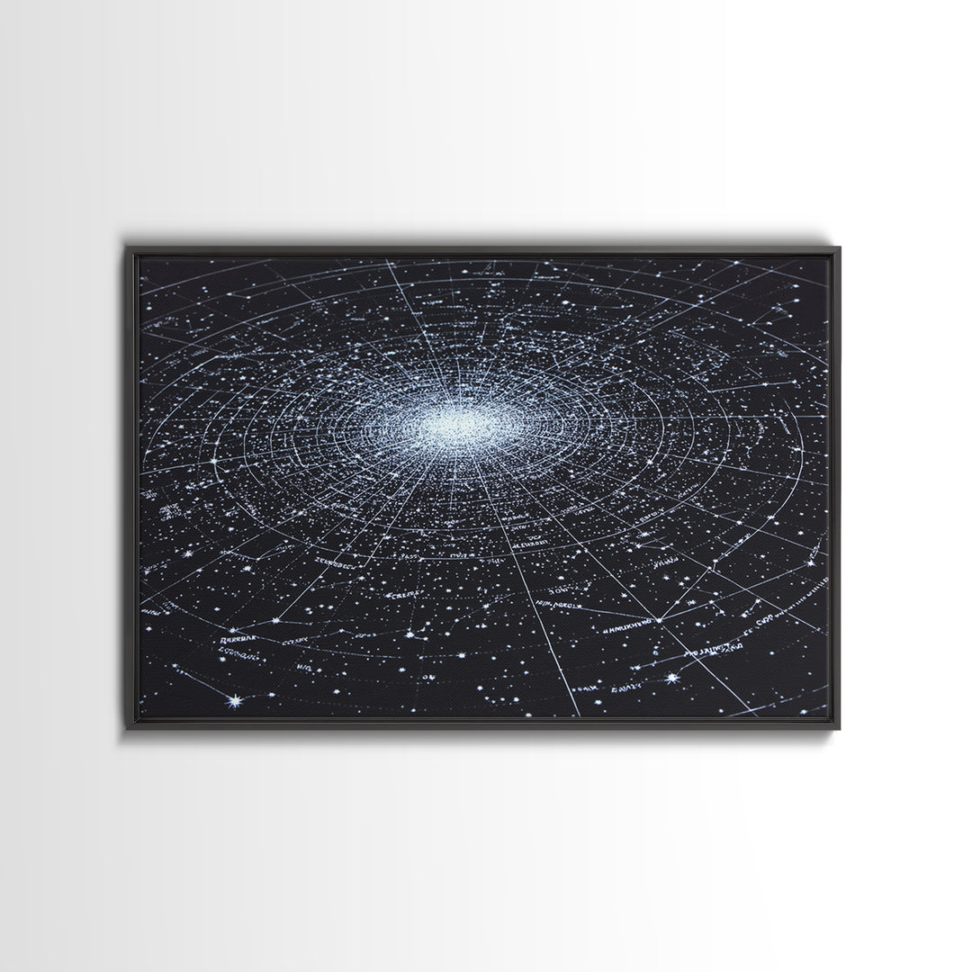Radiant Galaxy Star Chart Wall Art, Deep Navy Constellation Map, Cosmic Astronomy Poster, Modern Space Decor Print For Bedroom